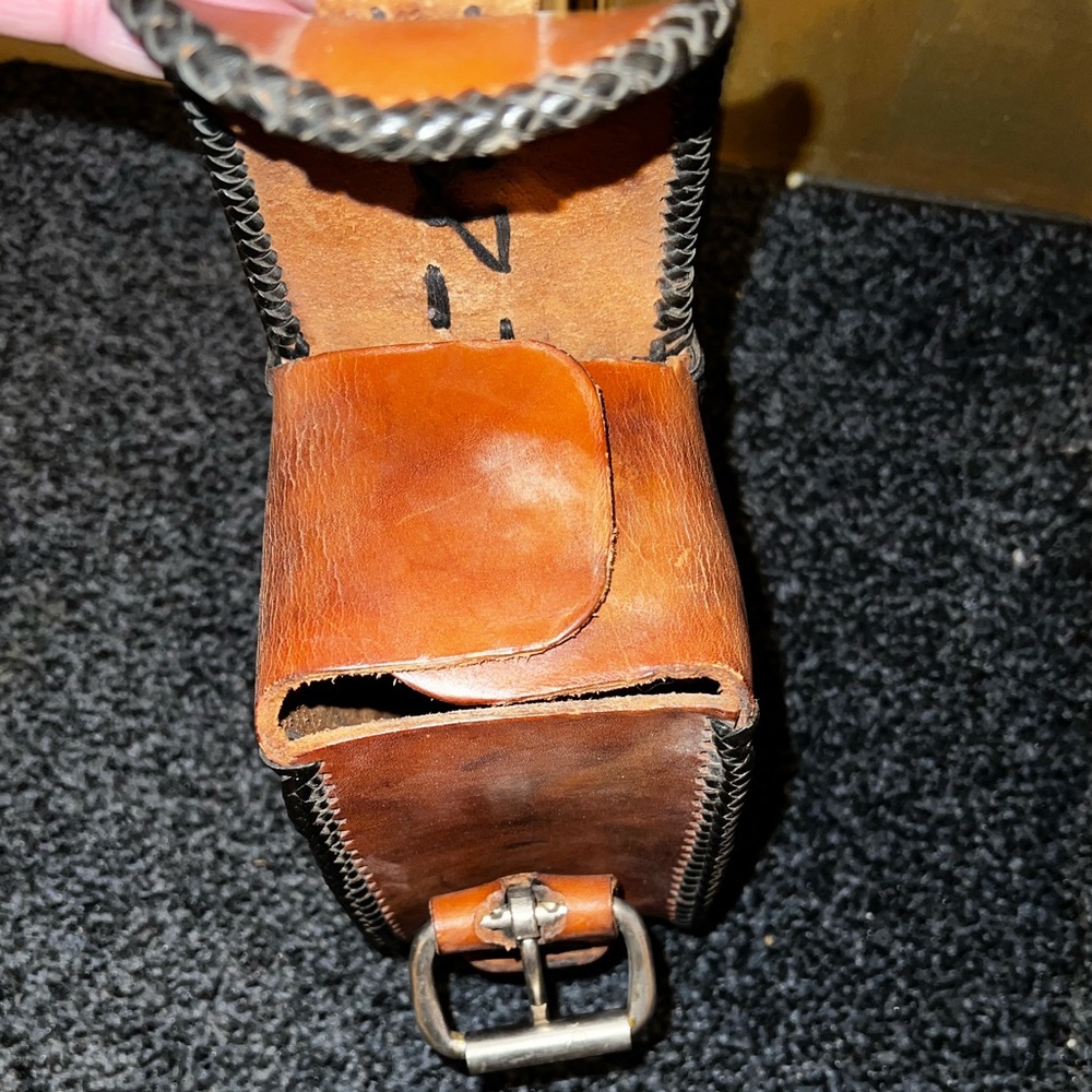 Vintage Belt Bag Handmade Brown Genuine Leather Buckle Bag Satchel Bag - Picture 10 of 15
